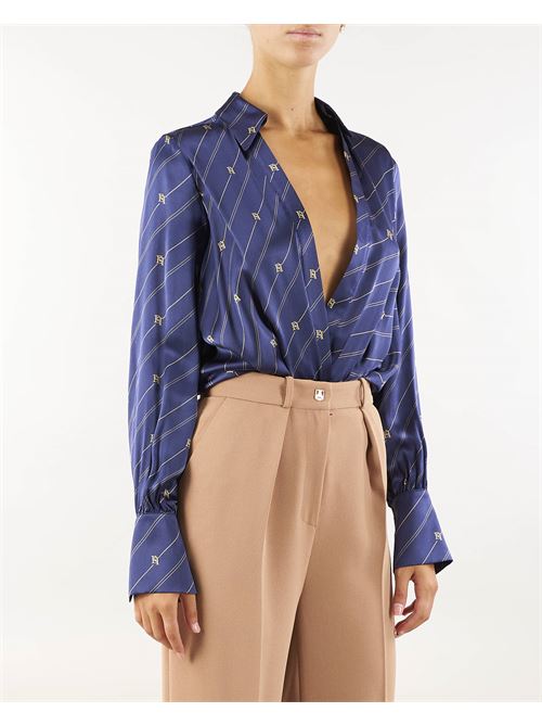 Bodysuit-style printed silk blouse Elisabetta Franchi ELISABETTA FRANCHI | Shirt | CB00146E2CL4